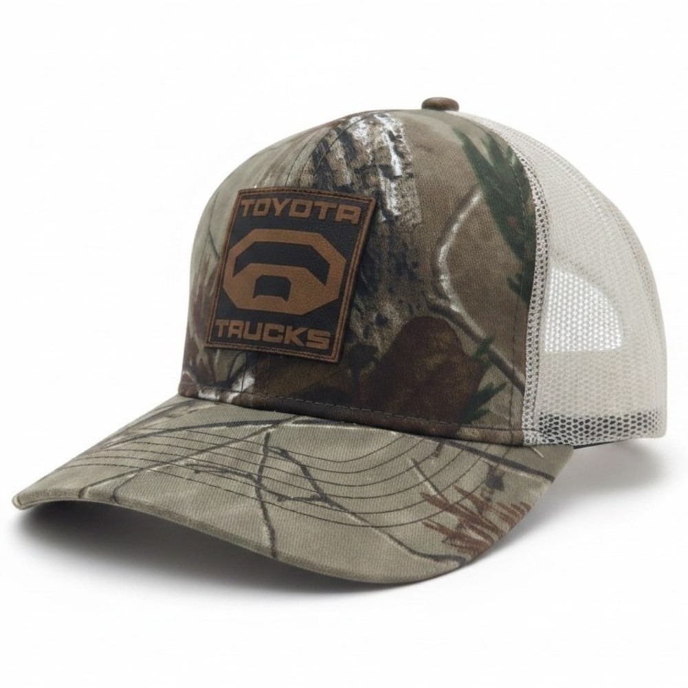 Toyota Trucks Camo Mesh Trucker Hat Snapback Cap Brown Patch